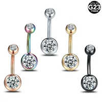 Трансграничное Специально для Amazon из нержавеющей стали G23 титановая сталь пупок кольцо пупок с двойным бриллиантом пупок гвоздь F136 пупок тело украшения