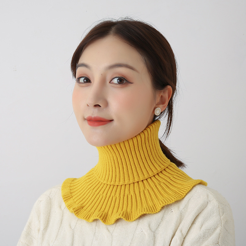 Baja de cabeza para mujeres de otoño y invierno caliente para proteger la columna cervical de color sólido elástico tejido cuello falso suéter cuello alto cuello