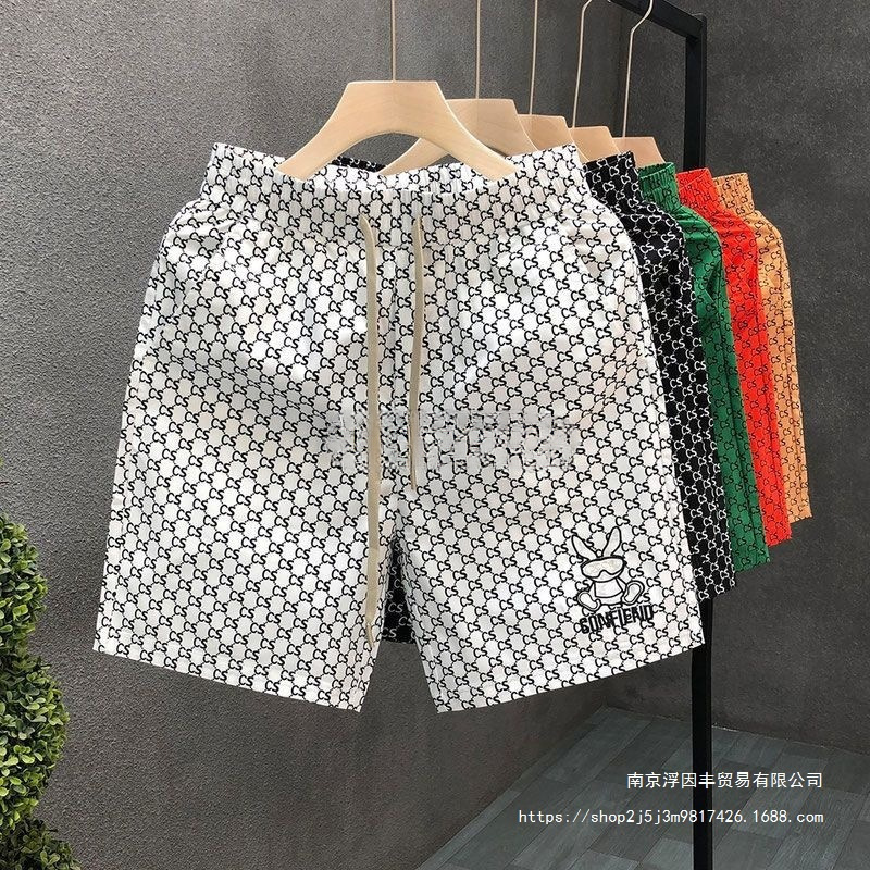 Light Luxury Casual Shorts Men's Summer High-End Pants Fashion Versatile Five-Point Shorts Men's Beach Straight Large Shorts