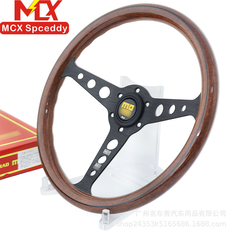 Factory Direct Sales Car Modified Mahogany Classic Steering Wheel 14inch Black Line Flat Competitive Universal Steering Wheel