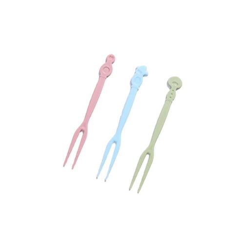 Disposable fruit fork plastic two teeth cute bagged fruit picks creative children's dessert small fork portable home