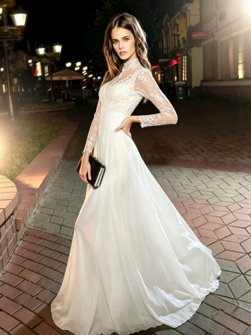 Rochie de vară 2026 transfrontalieră, temperament european și american, cu fundă de lux ușoară, cu decolteu în U, cu fustă lungă, care acoperă șoldurile, brodata