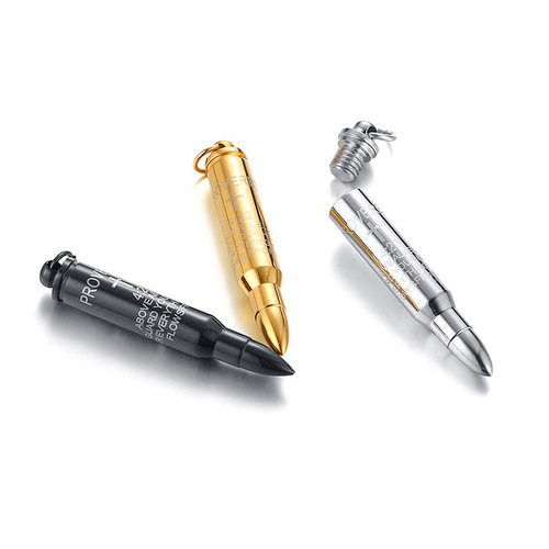 Stainless steel bullet pendant necklace personalized hip-hop laser English cross-border jewelry accessories jewelry PN-899