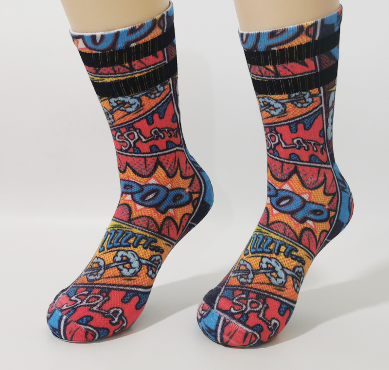 Men's and women's 360 seamless printed socks trendy elements trendy socks hip hop basketball sports Terry socks