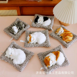 跨境仿真猫咪小号竹炭猫活性炭车载摆件毛绒玩具可爱桌面装饰批发