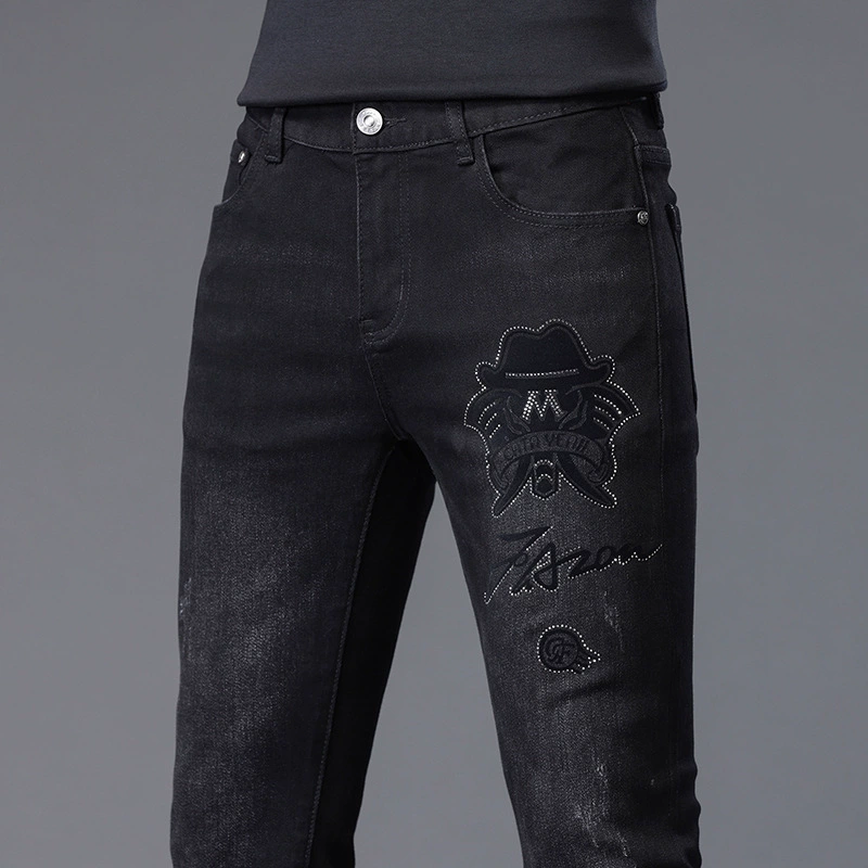 Мужские эластичные джинсы, штаны, slim fit