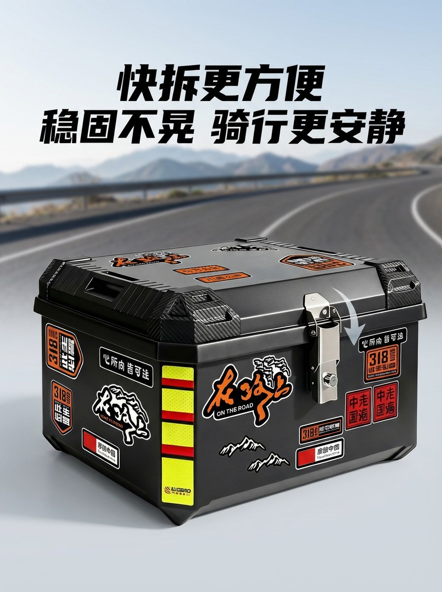 Cool Qibao Motorcycle Electric Vehicle Trunk, Large Capacity, Quick-Release, Waterproof Design, Sturdy and Durable, No Abnormal Noise