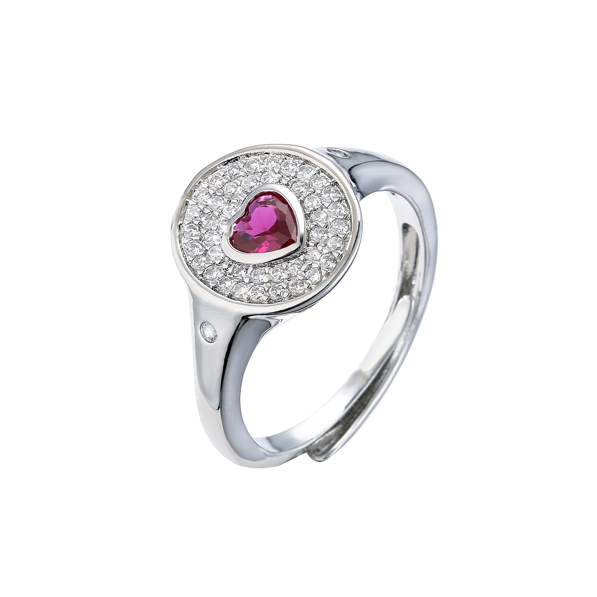 Fashion Heart Shape Copper Plating Inlay Zircon Rings 1 Piece