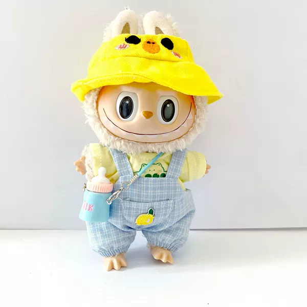 Blue overall, hat