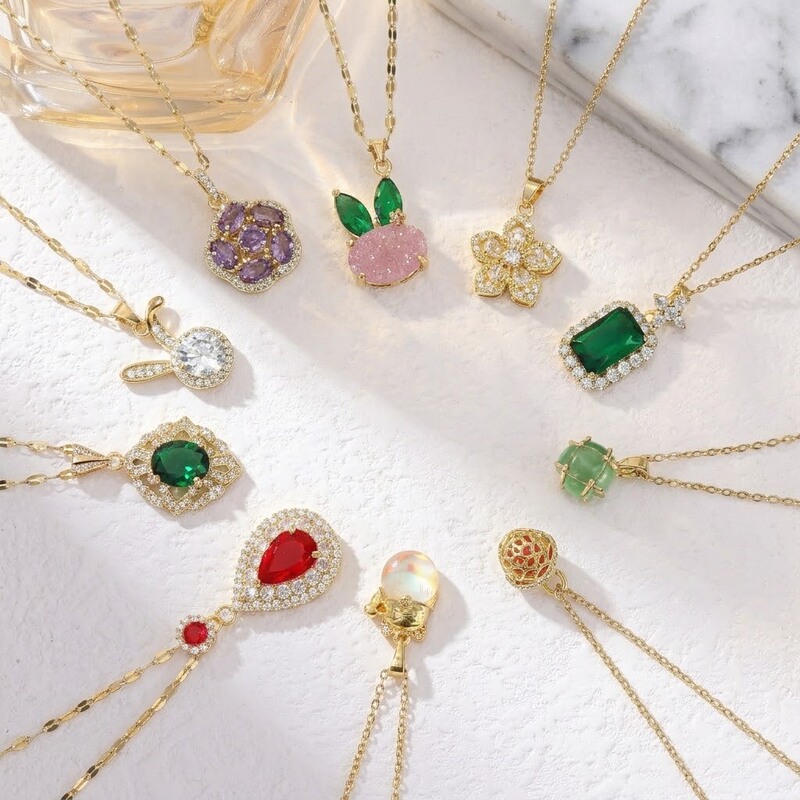 Necklace female net red new love zircon necklace fashion simple Joker temperament titanium steel clavicle chain jewelry wholesale