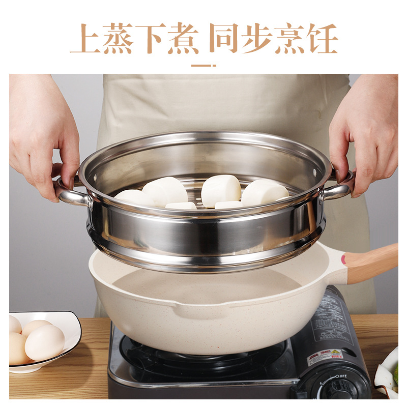 Maifan Piedra sartén antiadherente hogar no negro WOK de aluminio fundición a presión olla Cocina de Inducción estufa de gas wok universal al por mayor