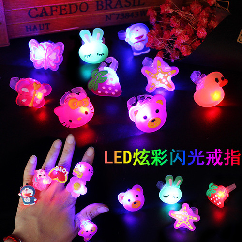 Cartoon Ring PVC Soft Plastic Christmas Luminous Ring Street Stall Hot Selling Toys Flash Children Night Market Wholesale LED Lights