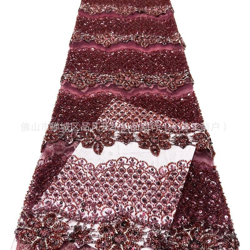 Nuevo estereoscópico 3D decalco manual cuentas tubo bordado tela de moda europea y americana vestido de boda vestido de cena tela