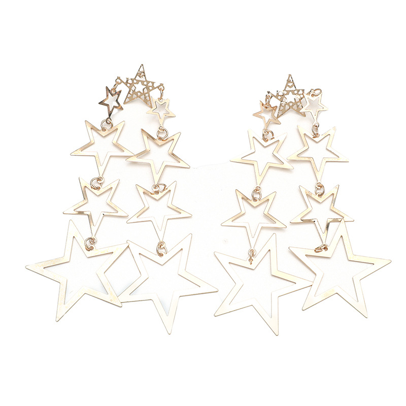 Fashion Hollow Five-pointed Star Long Tassel Earrings display picture 4