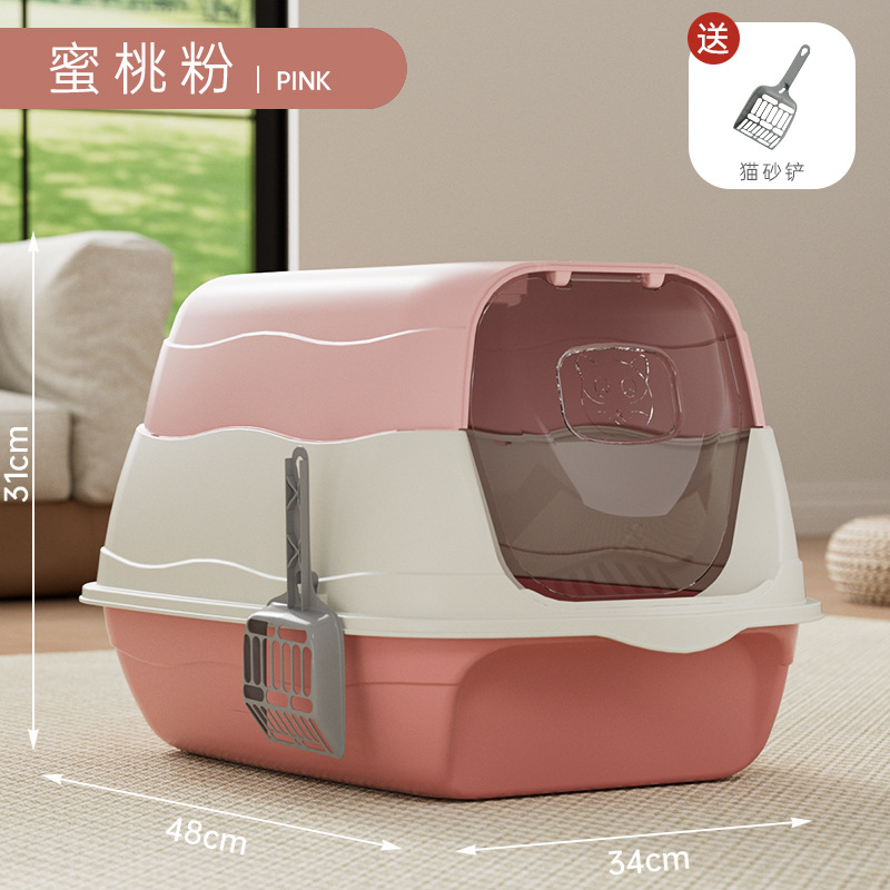 Gran cuenca de arena para gatos esterilizante desodorante totalmente cerrado inodoro para gatos gran tamaño anti-exterior suministros de mascotas al por mayor