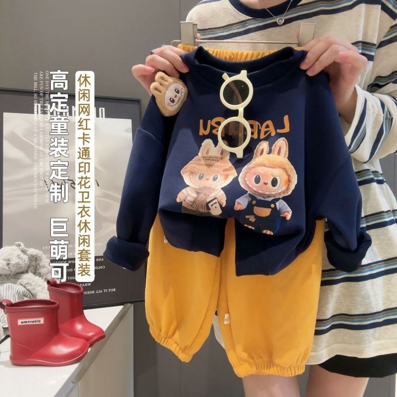 男女童2025春秋新款休闲卡通套装网红可爱印花长袖宽松个性两件套|undefined