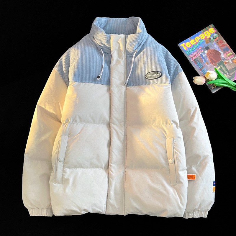 M - 8XL chaqueta de algodón de invierno marca de moda empalmado chaqueta de algodón de tamaño grande para hombres engrosado chaqueta de algodón de pluma a prueba de frío chaqueta de hombre gordo