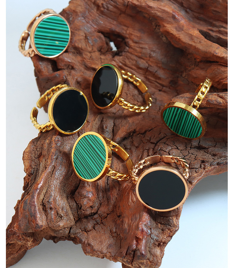 Simple Style Round Titanium Steel Plating Rings 1 Piece