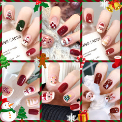 Christmas New Purple Rabbit Cute Short Manicure Finished Wearable Fake Nails Removable Nails Wearable Nails