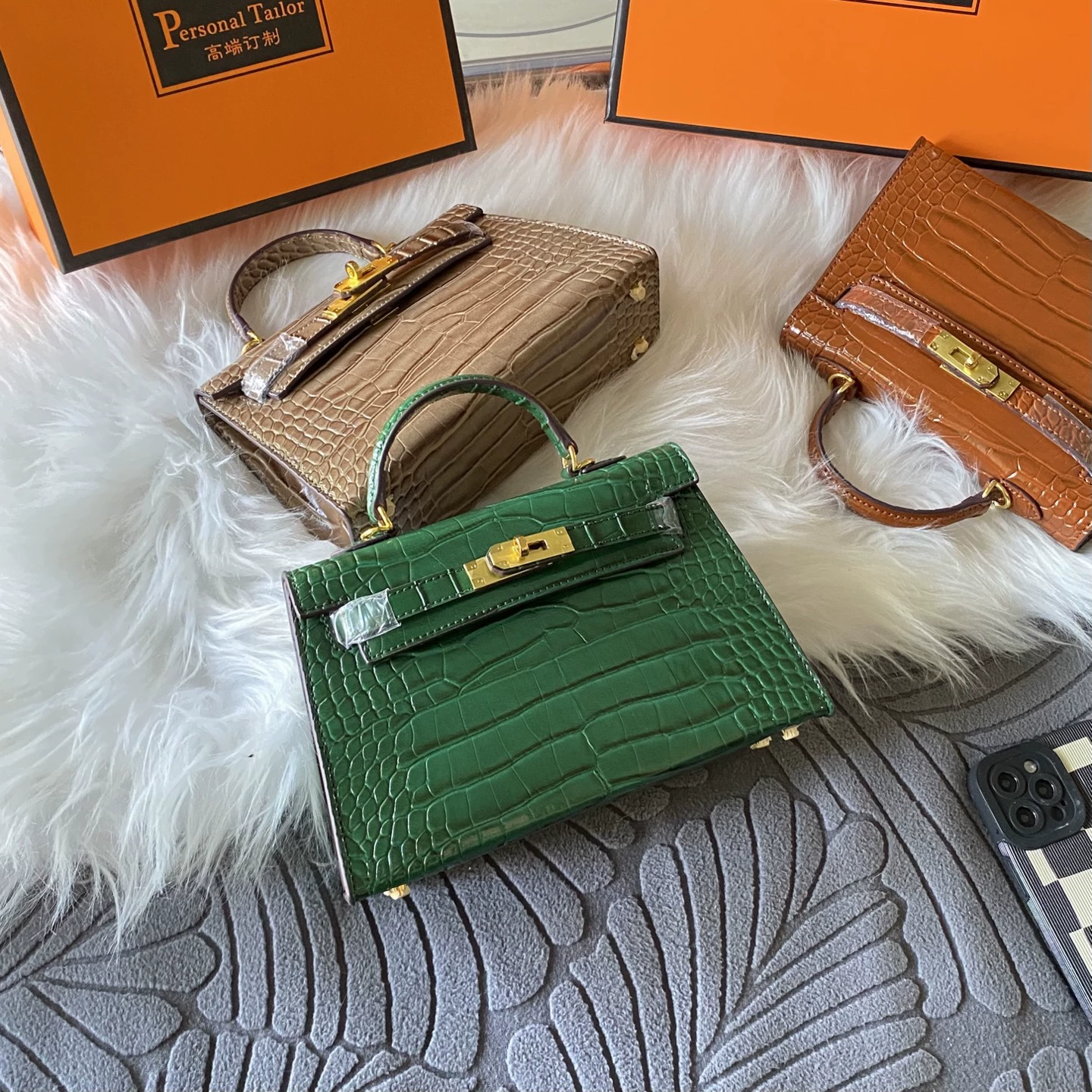 One-shoulder bag for leisure, small bag strap, shoulder bag, crocodile print, city style