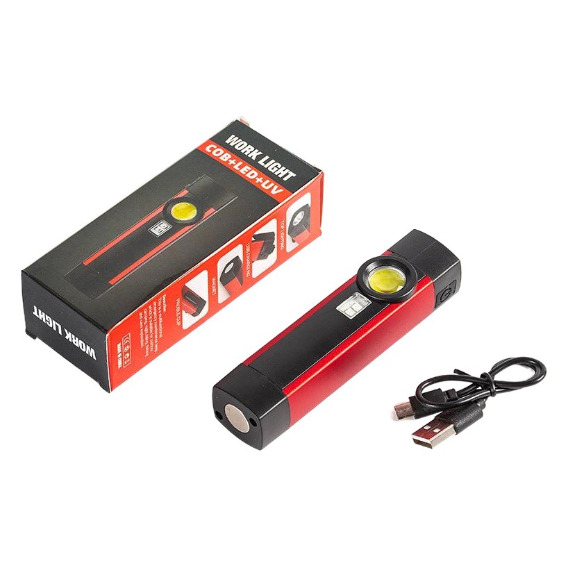 Luz DE TRABAJO COB multifuncional Luz de advertencia de luz roja de carga USB Linterna LED con imán Luz de mantenimiento de mano portátil