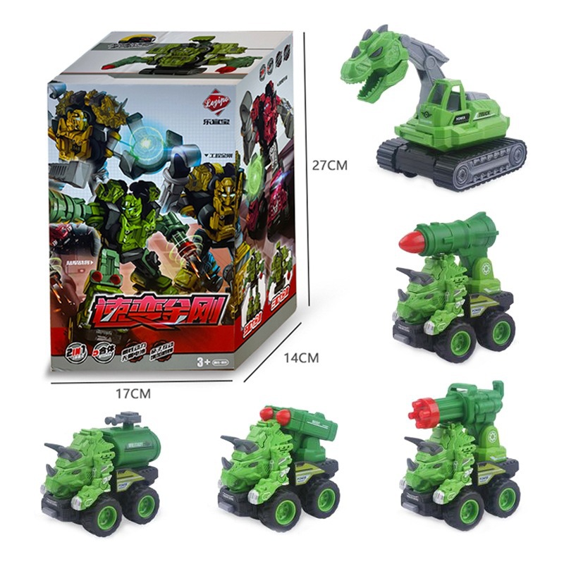 Coche deformado para niños, dinosaurio, coche deformado, robot, vehículo de ingeniería automotriz ensamblado, modelo de coche deformado por colisión inercial