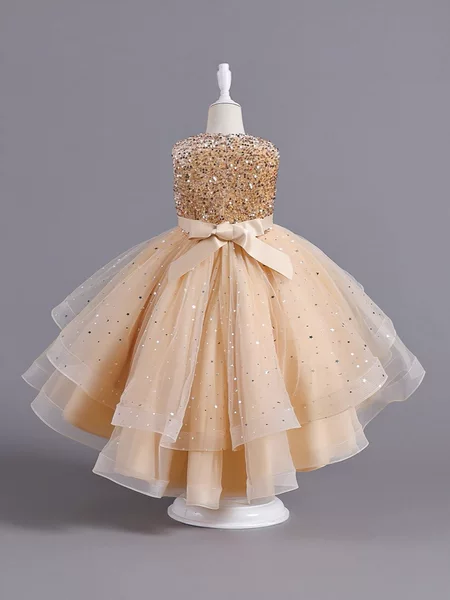 Girls' Party Dresses, Children's Princess Dresses, Fluffy Sequin Skirts, Wedding Dresses, Performance Costumes, Cross-Border Ready Stock