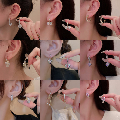 ins cold style simple light luxury zircon earrings temperament high-end pearl earrings women's retro ear jewelry wholesale
