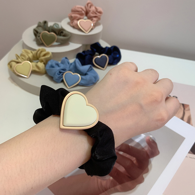 Corea del Sur Dongdaemun banda de pelo de alta calidad elegante cuerda de pelo Morandi color mate pintura amor mercerizado intestino grueso anillo al por mayor