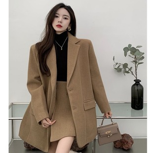 2633 winter clothing Chanel style socialite temperament professional woolen suit suit chubby girl woolen short skirt two-piece set autumn and winter