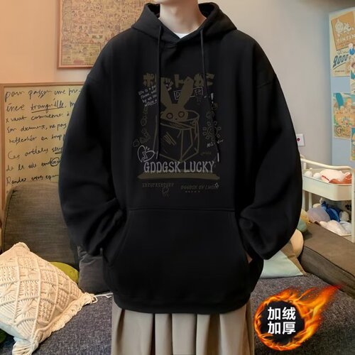 Spring, Summer, Autumn, Winter Heavyweight Loose American Retro Trend Hooded Jacket Streetwear Brand Padded Sweatshirt