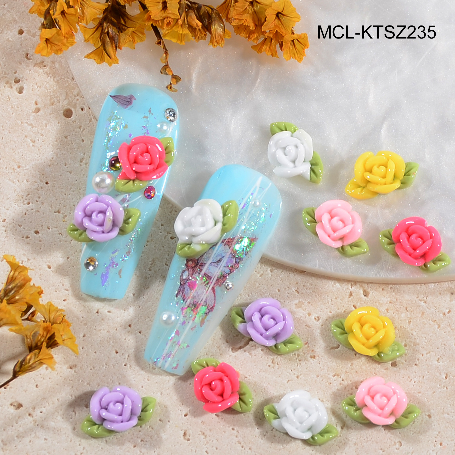 그물 빨간색 새로운 매니큐어 동백 장식품 도매 발렌타인 데이 컬러 장미 스테레오 액세서리 네일 장식