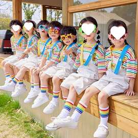 六一儿童啦啦队团体合唱舞蹈演出小黄鸭背带裤拉拉操比赛表演服装