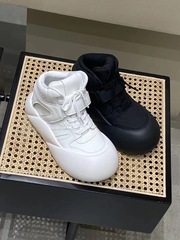 SGIRL TWTW真皮厚底高幫大頭麵包鞋女2023休閒百搭板鞋丑萌小白鞋