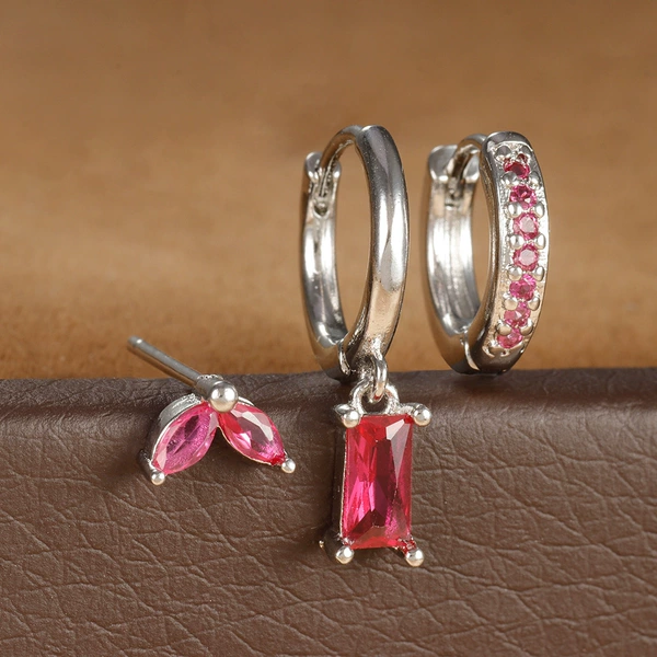 E1628 silver-red 3pcs