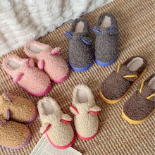 耳朵小怪兽2025冬季撞色外穿家居全包跟女生可爱毛绒蓬松棉拖鞋