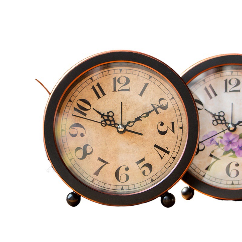 [복고풍 시계] 유럽 목가적 간단한 창조적 인 알람 시계 미국 벙어리 학생 침대 옆 침실 시계 장식품