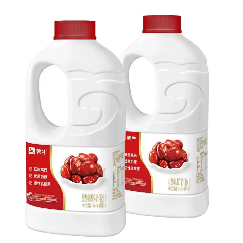 蒙牛红枣酸奶大桶装补钙家庭装1KG/瓶装发酵乳酸牛奶浓稠型批发LD
