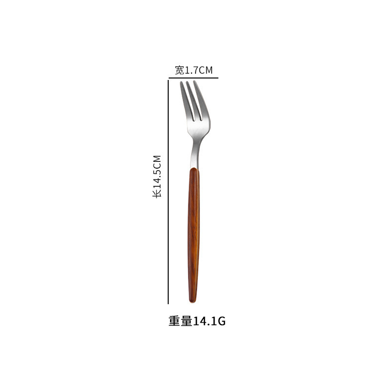 430ステンレスの軽い豪華な木の柄の日本式のナイフのフォークのスプーンの食器のセットの木目の食器のナイフのフォークのコーヒーのスプーン|undefined