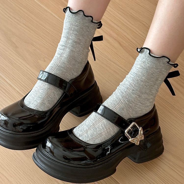 Japanese spring summer knee socks for students with bow