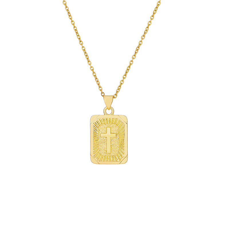 Electroplating Gold Plating Process 18K Real Gold Plated Plating Material Copper Simple Style Plating Geometric Pendant Necklace