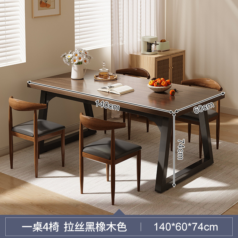 Mesa de comedor doméstica pequeña mesa de alquiler simple sala de estar mesa de comedor rectangular 4 - 6 mesas y sillas combinación