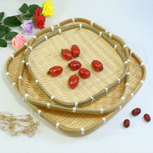 手工竹编小竹盘碟篮子托盘摆盘餐具竹篮编织竹筐制品酒店饭店家用