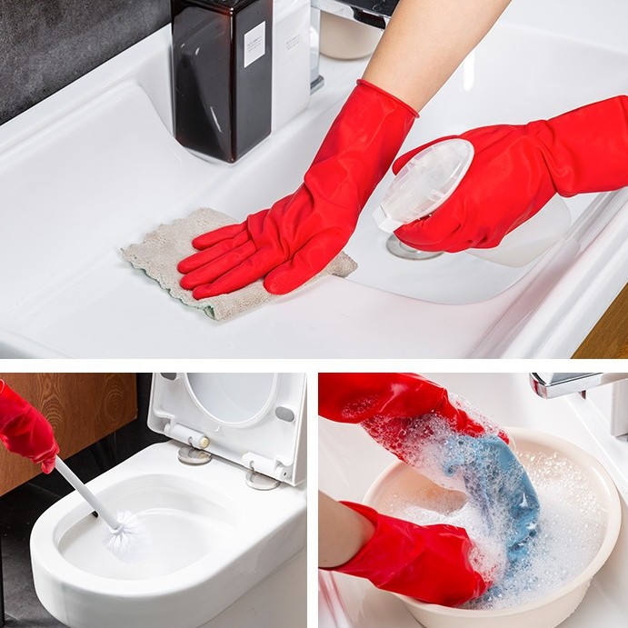 Lavaplatos mini guantes de goma para el hogar de las mujeres de goma duradera de goma de cocina del hogar tendón de carne de limpieza de látex impermeable
