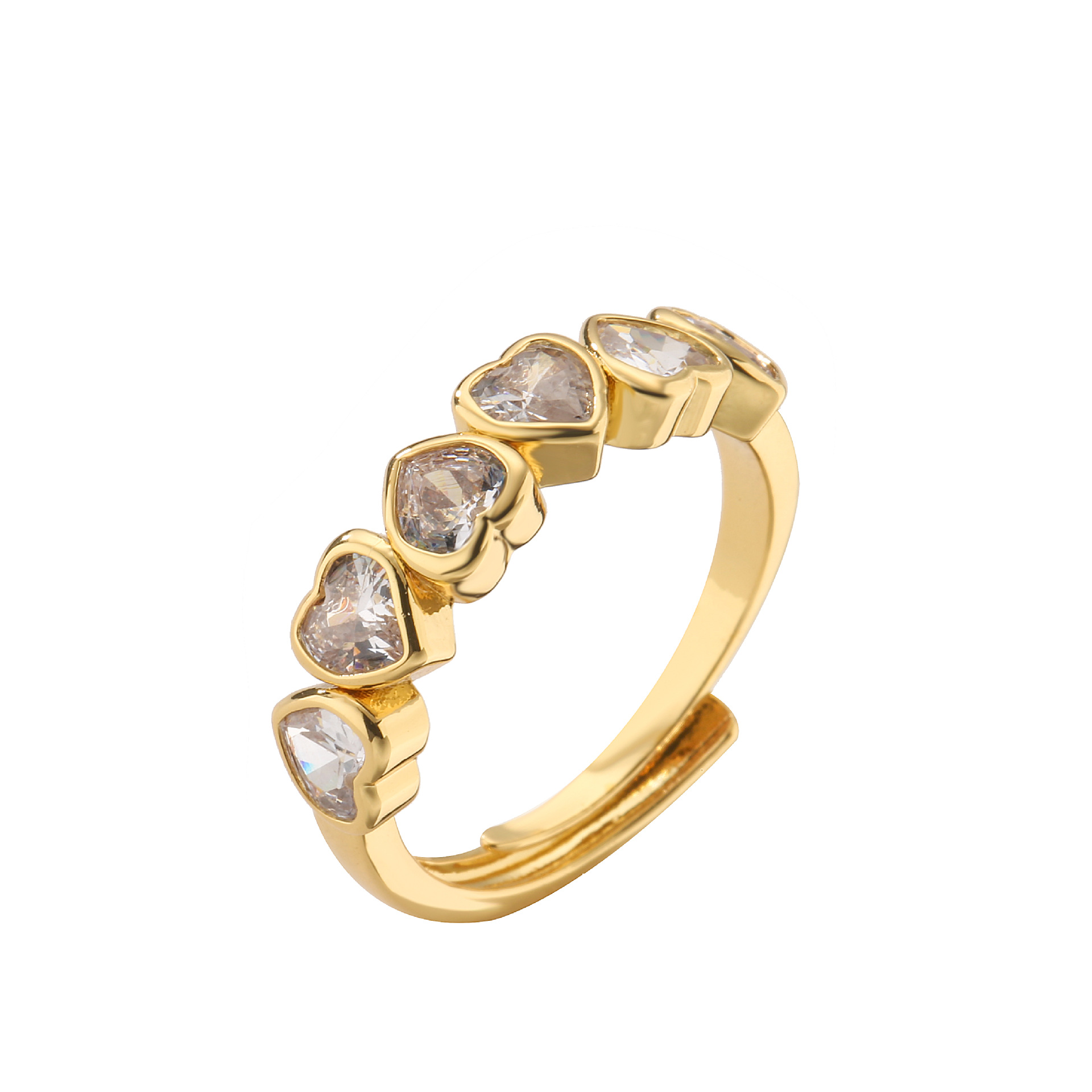 fashion Peach Heart shape Colorful Crystals adjustable Ring