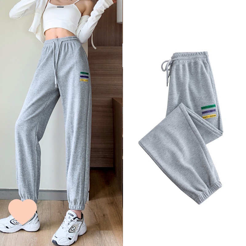 Grey Lazy Style Sports Pants Women's Small Casual Loose Tunic Pants Wei Pants Casual Harlan Pants Nip White