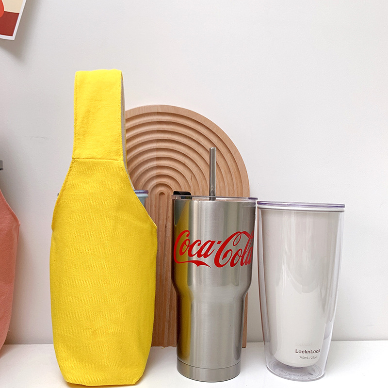 Cubierta de la taza de vacío personalizada crossbody taza de agua para niños hervidor de leche té cubierta protectora universal bolsa de lona portátil imprimible