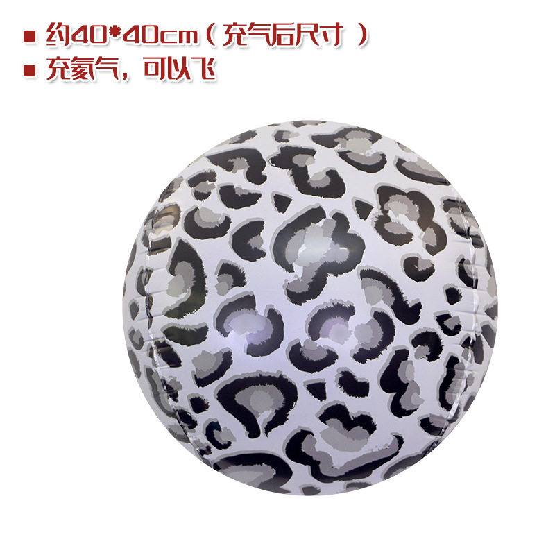 Decoración de fiesta de cumpleaños para fotos de fondo props 4D estereoscópicos circulares patrón de estriado de animales de película de aluminio gran globo