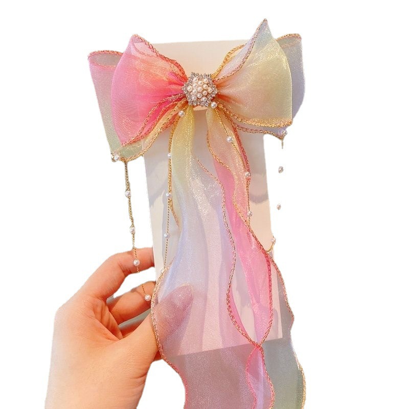 Accesorios para el cabello para niños Perla borla arco cinta trenzada clip de pelo tocado femenino verano niña princesa banda de pelo femenino corbata de pelo