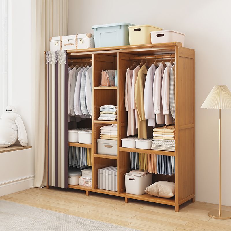 Wardrobe Bedroom Home Simple Assembly Rental Room Sturdy and Durable Economical Small Apartment Modern Fabric Bamboo Wardrobe